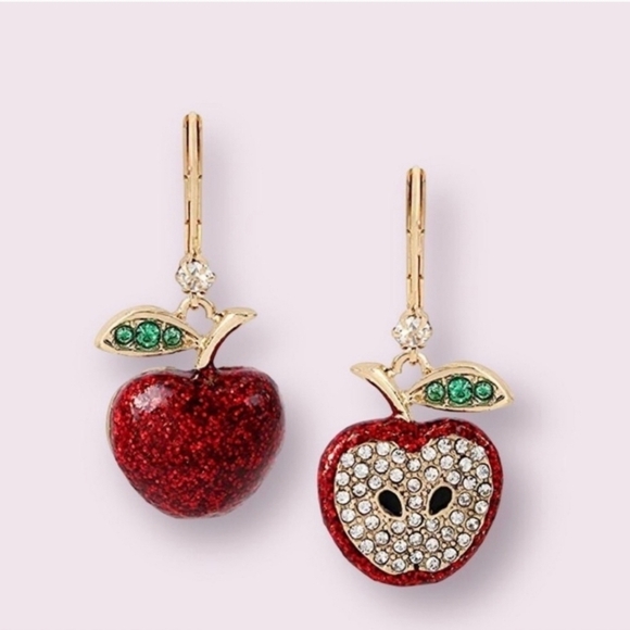 🔹️Betsey Johnson🔹️ Glittery Apple Earrings ✨️🍎 - Picture 1 of 3